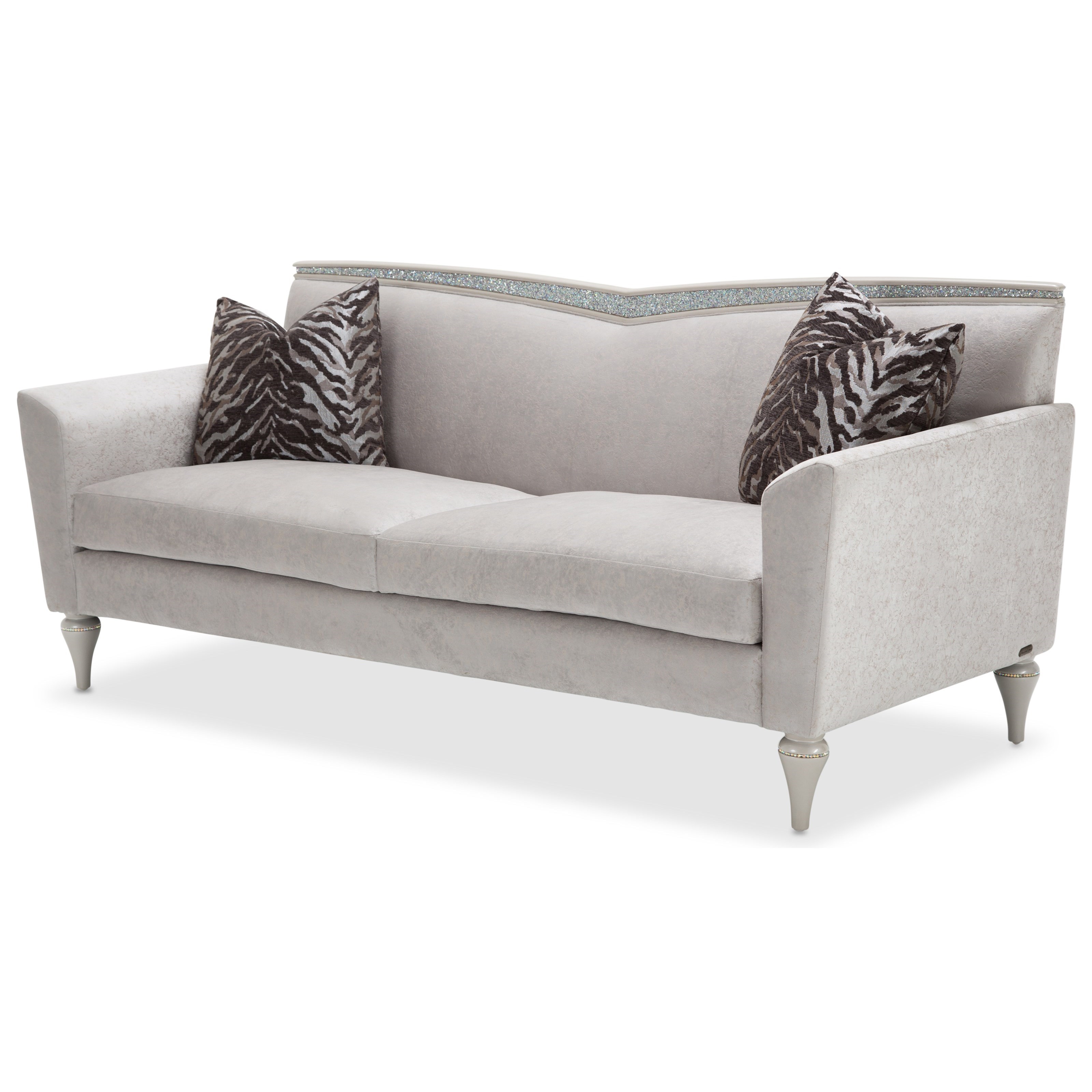 Michael Amini Melrose Plaza 9019815 DVGRY 118 Sofa with Crystal